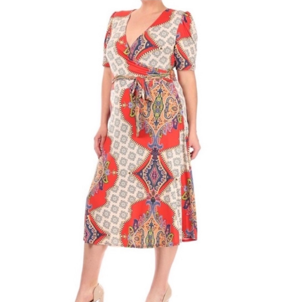 HP| Moroccan Print Faux Wrap Dresses Size 2X & 3X